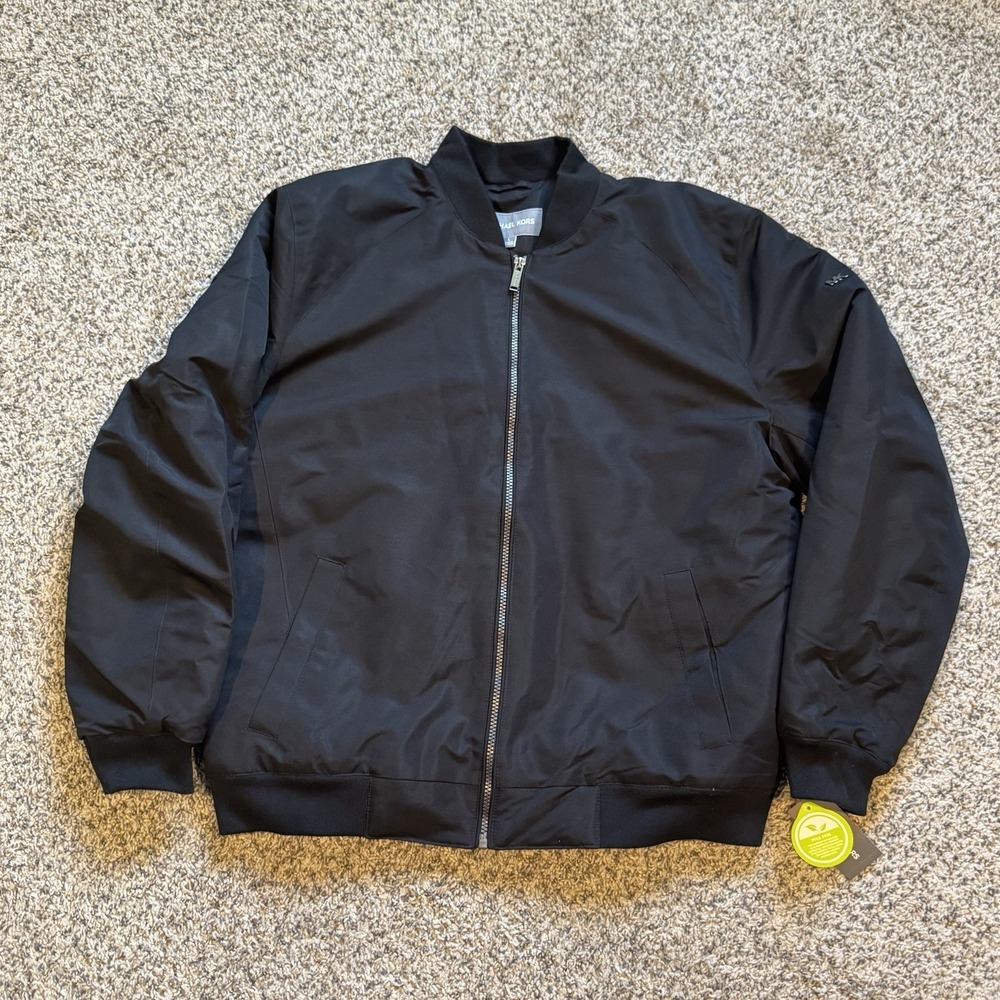 NEW MICHAEL KORS MEN'S WATER RESISTANT BOMBER BLACK JACKET SIZE Large